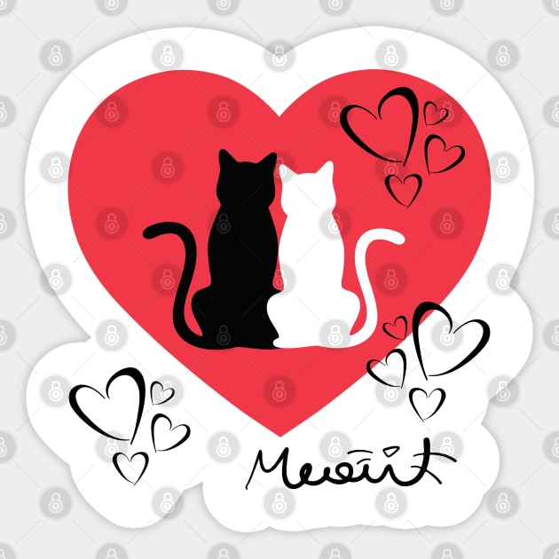 CAT COUPLE RED HEART VALENTINES DAY Sticker by Rightshirt